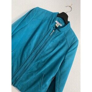 Vintage Petites 12P Zip Up Lined Jacket, Blue Turquoise, Feminine, Coquette C19